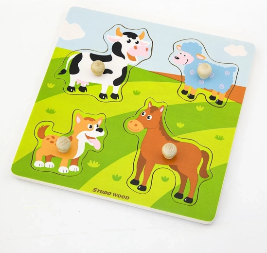 Puzzle encastrable en bois ferme 4 pièces BABU