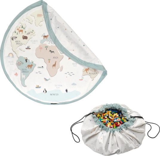 Play&Go Noomad original tapis de jeu et sac à jouets world map colour
