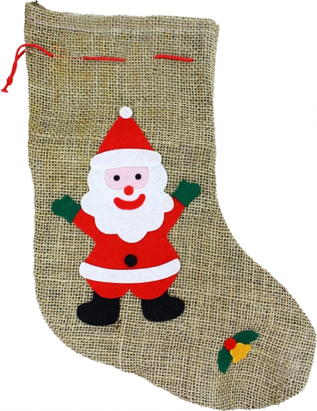 Bas de Saint-Nicolas en toile de jute avec boucle 38 cm