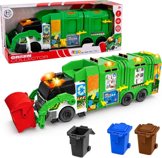 Grand camion-poubelle interactif avec lumières et sons, 52 cm