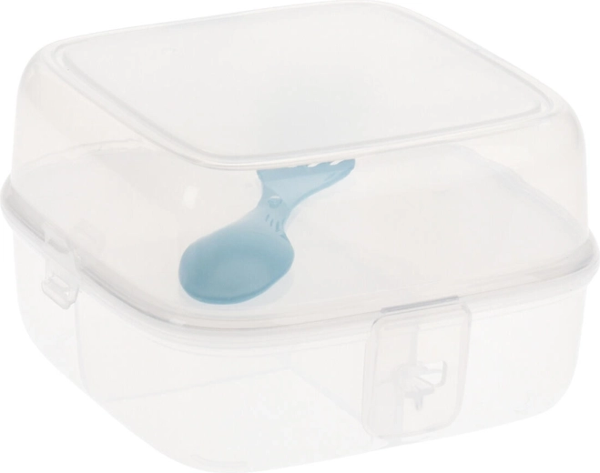 Boîte à goûter compartimentée avec couvert, transparente 15,5 × 15 × 9,5 cm