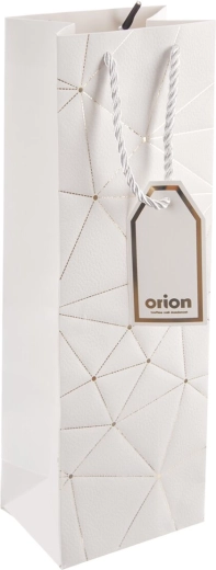 Sac cadeau en papier pour vin, blanc à motif grille 12 × 9 × 36 cm