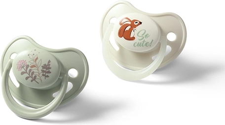 BabyOno tétines anatomiques en silicone 6–18 mois, lot de 2 (jour + phosphorescente)