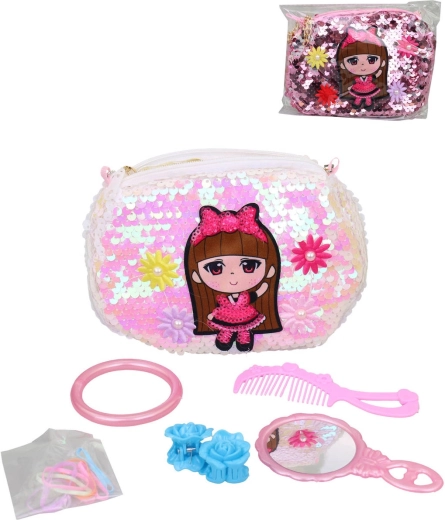 Sac à main à sequins pour enfants avec accessoires de coiffure - 1 pièce