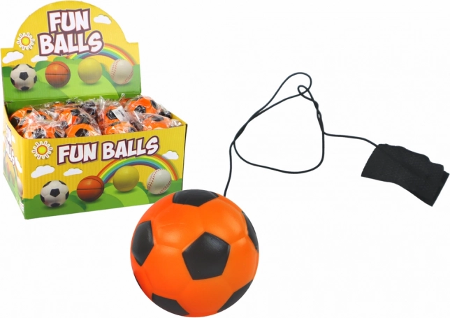 Balle de football yo‑yo sur élastique 6 cm, orange