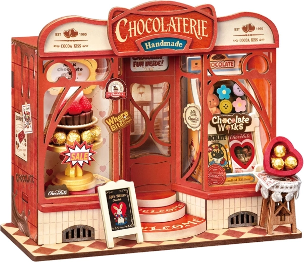 RoboTime Rolife mini chocolaterie – Miniature de maison en bois 3D DIY