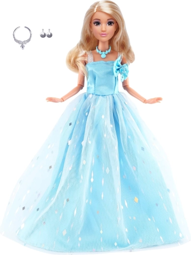 Poupée mannequin élégante en longue robe de soirée bleu clair