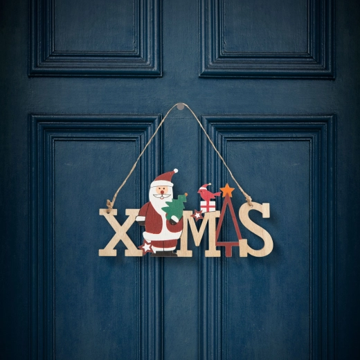 Décoration de Noël en bois Saint-Nicolas avec suspension, 17 × 9 cm