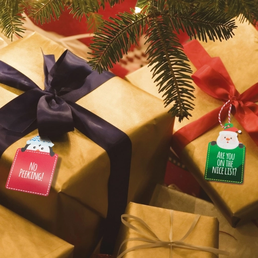 Étiquettes de Noël en papier pour cadeaux, 12 pièces