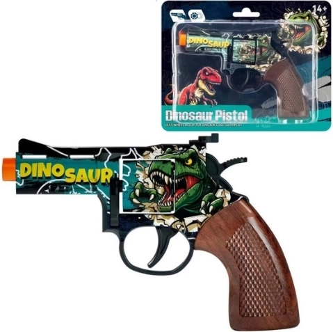 Revolver à amorces en métal avec motif dinosaure