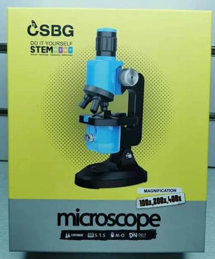 Microscope pour enfants du petit scientifique bleu-noir
