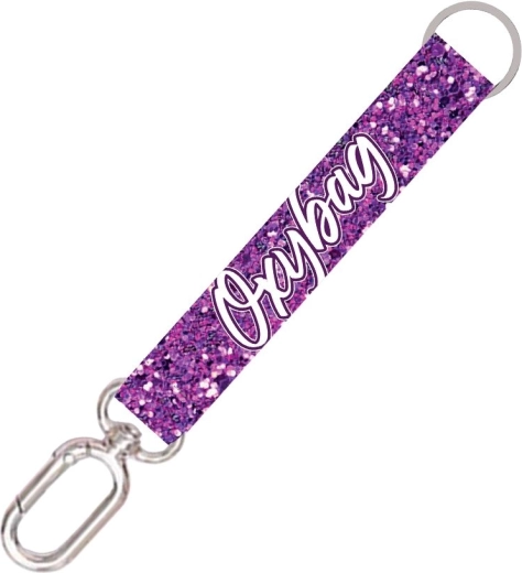 Porte-clés court avec mousqueton Purple Glitter