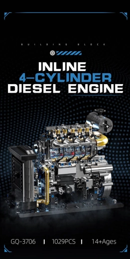 Maquette de construction d'un moteur diesel quatre cylindres, 1029 pièces