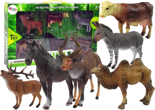 Set de figurines animaux domestiques et sauvages cerf vache
