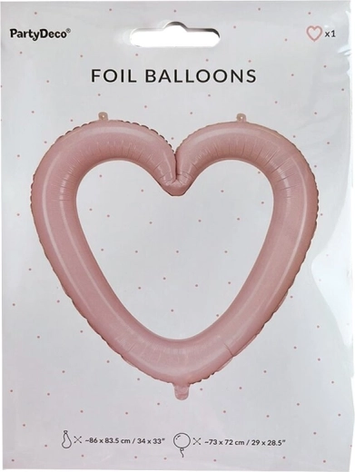 Ballon en aluminium rose en forme de cœur – cadre photo 86 × 83 cm