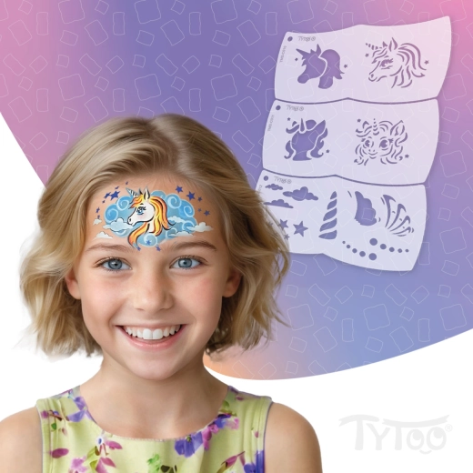 TyToo Mosaic pochoirs de maquillage pour le visage licorne et étoile – 3 pièces