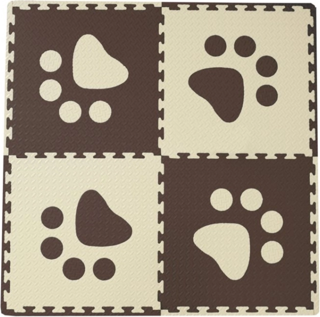 Tapis en mousse pour bébé avec bords marron et beige