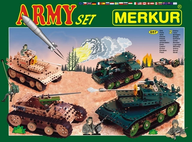Set de construction Merkur Army 674 pcs, boîte à deux couches 36 × 27 × 5,5 cm