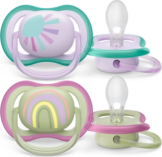 Sucette Philips AVENT Ultra Air Arc-en-ciel pour filles de 0 à 6 mois, 2 pièces