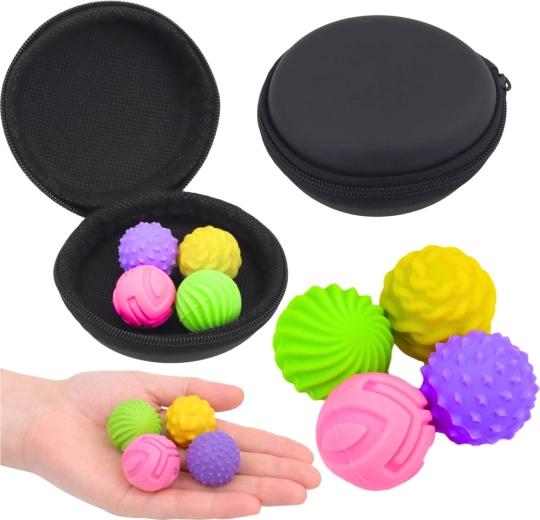 Boules antistress magnétiques en silicone avec étui, multicolores, lot de 4