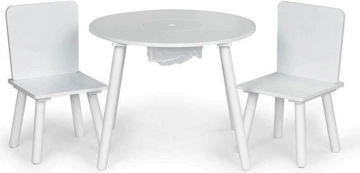 Table blanche pour enfants avec deux chaises ECOTOYS avec filet de rangement pour jouets
