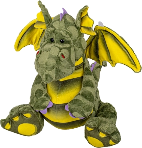 Dragon en peluche vert 23 cm assis