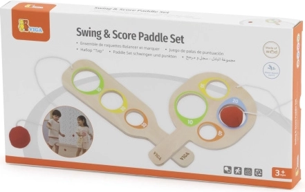 VIGA Jeu en bois attrape la balle avec raquettes de score - 2 pièces