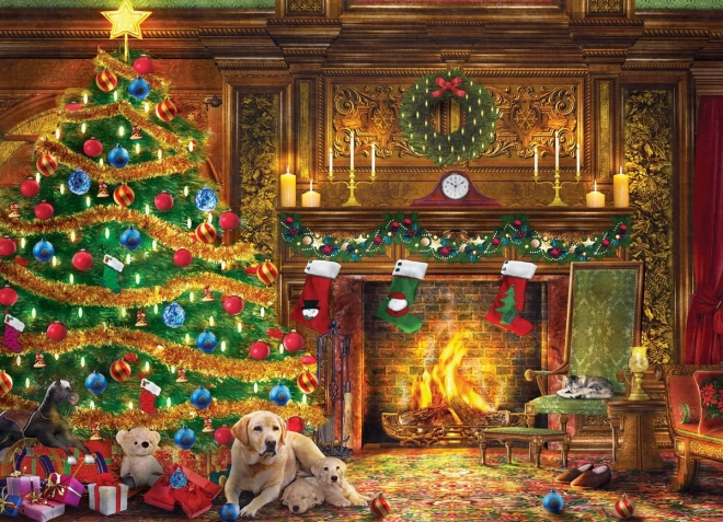 Puzzle Labradors au pied du sapin 1000 pièces EUROGRAPHICS