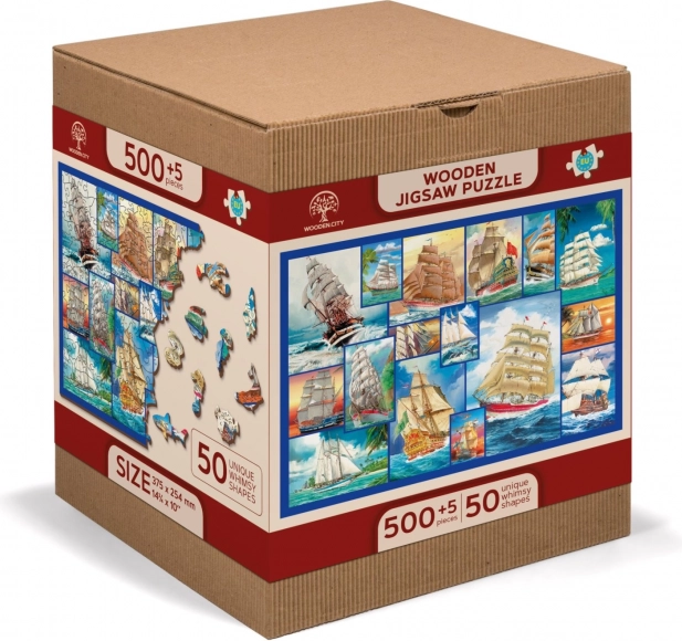 Puzzle en bois Voiliers 2-en-1 505 pièces de Wooden City