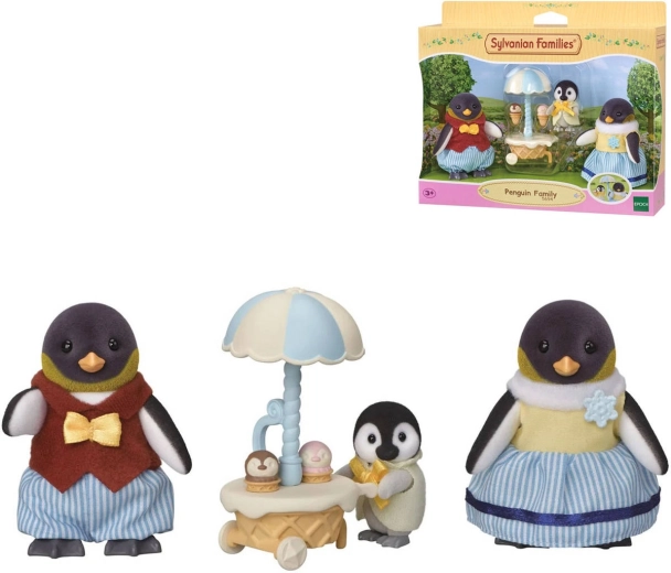 Famille de pingouins Sylvanian Families avec chariot de glaces - 3 pièces