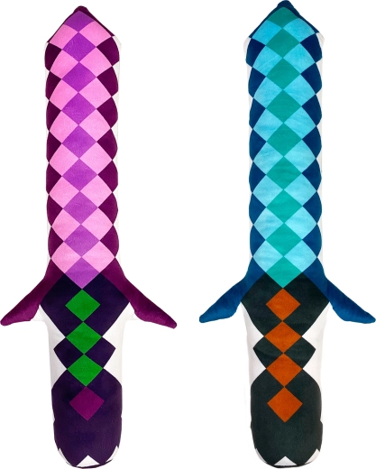 Fluffy Fighterz épée en peluche lumineuse Pixel bleue