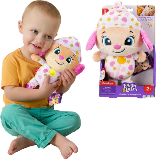 Fisher-Price Apprends et ris ! peluche interactive petite sœur chiot – doudou musical apaisant