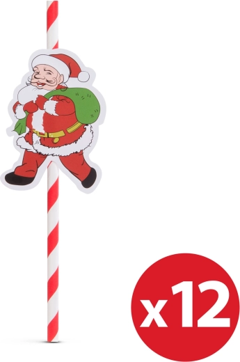 Pailles de Noël en papier 197 × 6 mm, 12 pièces