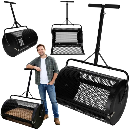 épandeur de compost et d’engrais LUARO avec cylindre métallique grillagé