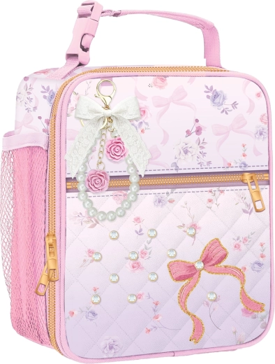 Sac isotherme enfant pour déjeuner avec motif « Roses roses »