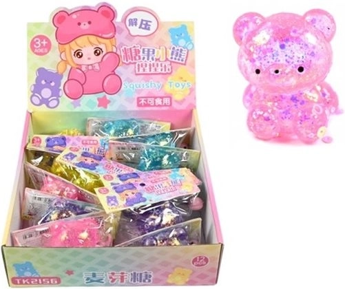 Gniotek ourson avec clochette (présentoir 12 pièces)