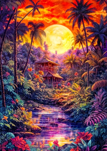 Puzzle Enjoy Crépuscule dans la jungle 1000 pièces