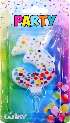 Bougie de fête numéro 3 à pois