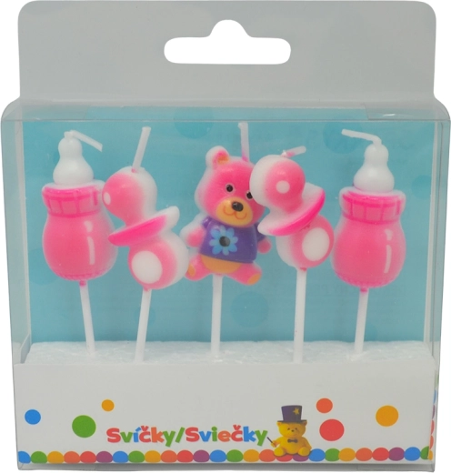 Bougies d’anniversaire pour filles avec support, lot de 5