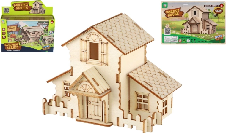 Teddies maison en bois, kit de construction 3D, assortiment - 1 pièce