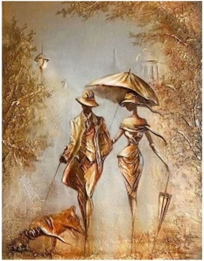 Peinture diamant – couple en promenade 30 × 40 cm