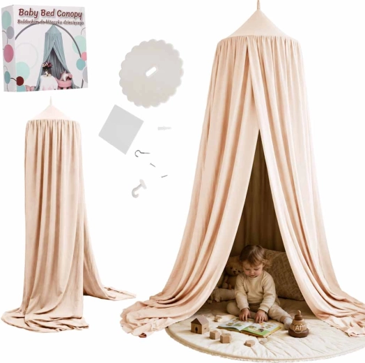 Ciel de lit suspendu pour enfant, beige