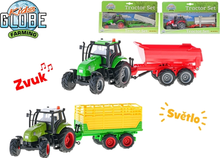 Tracteur pour enfants avec remorque KIDS GLOBE Farming 25 cm avec lumières et sons