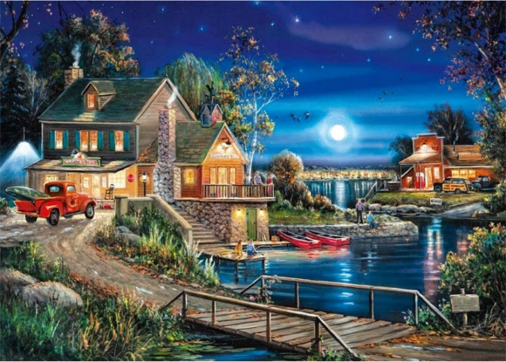 Peinture diamant (diamond painting) Gospodarstwo nocą 40 × 30 cm