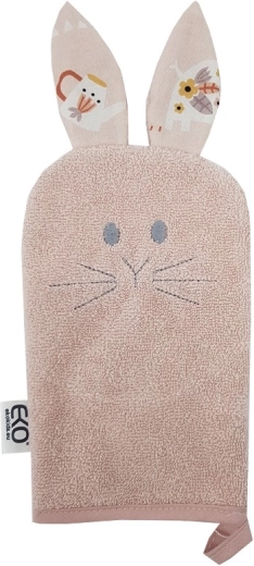 Gant de toilette en coton EKO avec oreilles Bunny rose pink 20 × 15 cm