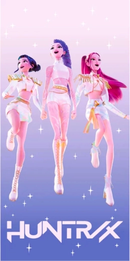 Serviette de bain enfant en coton K-Pop Demon Hunters Huntrix 70 × 140 cm