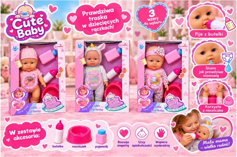 Poupon bébé qui fait pipi avec accessoires - 1 pièce