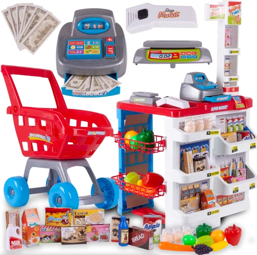 Magasin avec caisse et chariot Supermarché