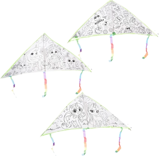 Cerf-volant en plastique à colorier 77 × 48 cm (assortiment de motifs)