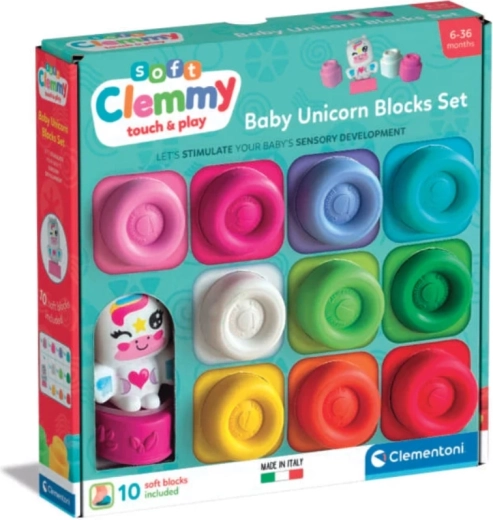 Blocs souples SOFT CLEMMY 10 pcs + figurine licorne